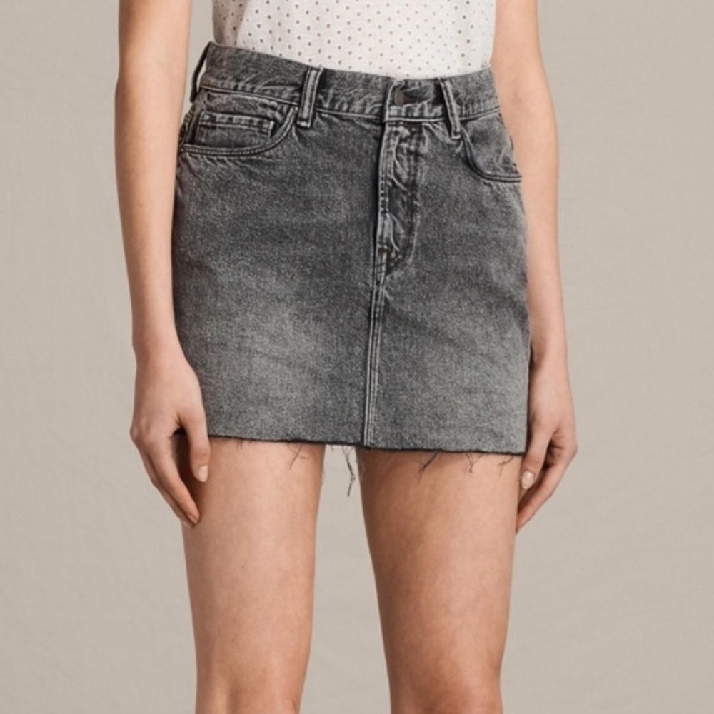 Allsaints Gray/Black Betty Denim Mini Skirt (Size 8) - Picture 9 of 11